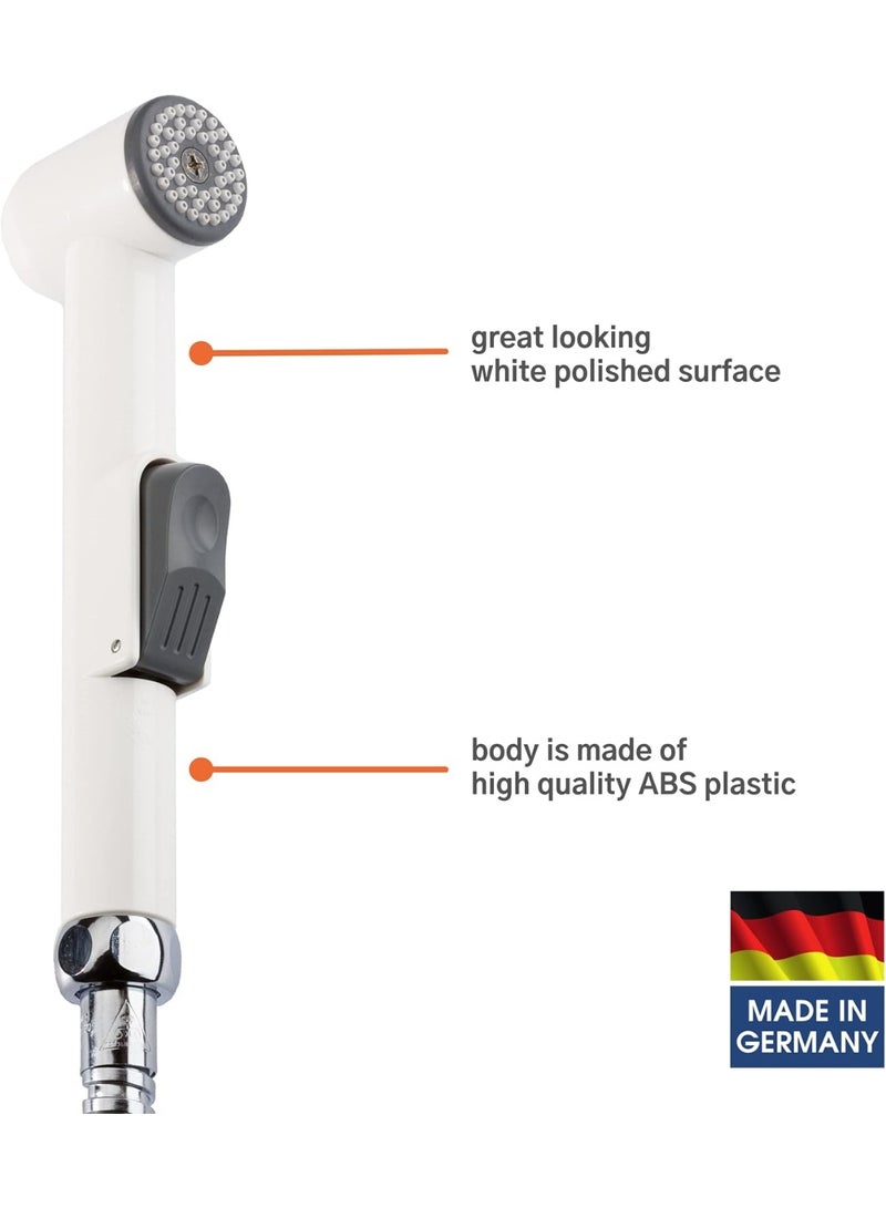 KISTENMACHER Classic White Shattaf Handheld Bidet Sprayer Set – Made in Germany – Premium Hygiene Spray with Flexible Hose and Wall Holder – Soft Clean Technology - Image 2